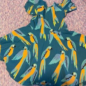 Tea Collection Teal Parrot Print Dress
